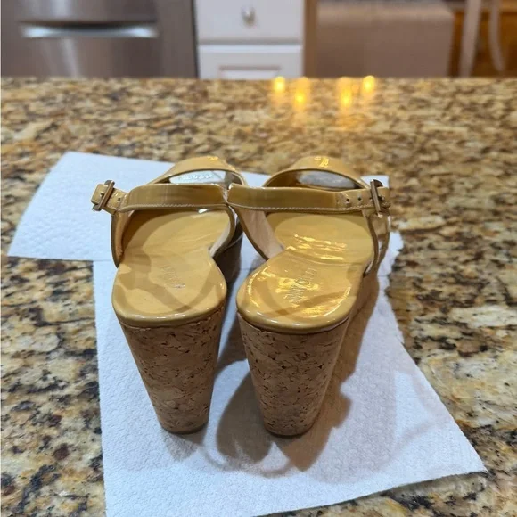 Jimmy Choo Yellow Patent Wedge Sandals - Picture 3 of 5